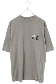 バレンシアガ BALENCIAGA　サイズ:S 641675 TNVG1 キャンペーンロゴペイントTシャツ(グレー)【925042】【SB01】【メンズ】【中古】bb216#rinkan*B