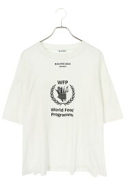 バレンシアガ BALENCIAGA　サイズ:XL 541705 TCV36 WFPロゴプリントTシャツ(ホワイト)【035042】【OM10】【メンズ】【中古】bb205#rinkan*B