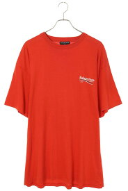 バレンシアガ BALENCIAGA　サイズ:L 486032 TWK28 キャンペーンロゴプリントTシャツ(レッド)【206042】【FK04】【メンズ】【中古】【準新入荷】bb310#rinkan*B