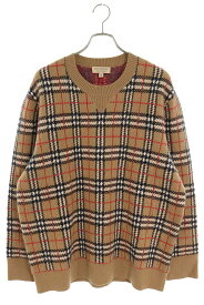 バーバリー Burberry　サイズ:XXL 18AW 8005117 ノヴァチェック柄ニット(ベージュ翔)【506042】【BS99】【メンズ】【中古】bb356#rinkan*B