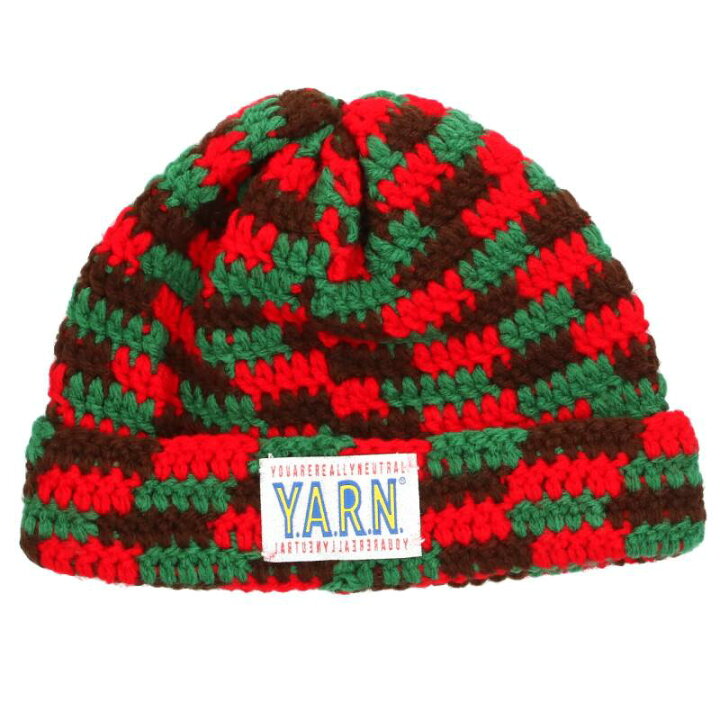 楽天市場】ヤーン YARN クロス刺繍ニットキャップ帽子(グリーン×レッド 