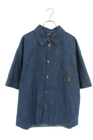 ルイヴィトン LOUISVUITTON　サイズ:L 24AW RM242 MKE HRS87W ショートスリーブコットンシャンブレー半袖シャツ(ブルー)【709042】【OM10】【メンズ】【中古】bb344#rinkan*B