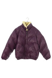 シュプリーム SUPREME　×ショット schott サイズ:XL 24AW Chevron Leather Down Puffer Jacket レザーダウンジャケットボアブルゾン(パープル×ベージュ)【801052】【SB01】【メンズ】【中古】bb429#rinkan*A