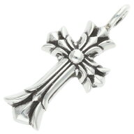 クロムハーツ Chrome Hearts　 DBL CH CRS ダブルCHクロス チャーム シルバーネックレストップ(シルバー …