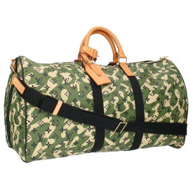 ルイヴィトン LOUISVUITTON　×ムラカミタカシ MURAKAMITAKASHI サイズ:55 M95774 キーポルバンドリエール55 モノグラム総柄カモフラージュボストンバッグ(カーキ×ベージュ)【603052】【OM10】【小物】【中古】bb380#rinkan*A