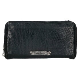 クロムハーツ Chrome Hearts　 REC F ZIP ALLIGATOR アリゲーター ラウンドジップアリゲーターレザー財布(ブラック×シルバー)【423052】【SS07】【小物】【中古】bb317#rinkan*B