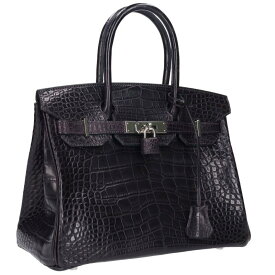 エルメス HERMES　サイズ:30 バーキン30 T刻印 SV金具ブルーマリンアリゲーターハンドバッグ(パープル調)【324052】【GZ14】【小物】【中古】bb390#rinkan*B