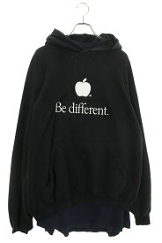 バレンシアガ BALENCIAGA　サイズ:2 22AW 720406 TNVB4 Be differren刺繍レイヤードパーカー(ブラック)【405052】【BS55】【メンズ】【中古】bb443#rinkan*B