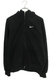 シュプリーム SUPREME　×ナイキ NIKE サイズ:S 25SS Nike Zip Up Hooded Sweatshirt ロゴ刺繍ジップアップパーカー(ブラック)【705052】【BS55】【メンズ】【中古】bb51#rinkan*B