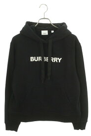 バーバリー Burberry　サイズ:M 8054386 ロゴプリントプルオーバーパーカー(ブラック)【905052】【OM10】【メンズ】【中古】bb315#rinkan*B