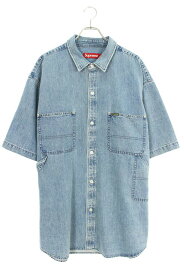 シュプリーム SUPREME　サイズ:XL 25SS Loose Fit S S Denim Painter Shirt ルーズフィットデニムペインター半袖シャツ(ブルー)【125052】【OM10】【メンズ】【中古】bb51#rinkan*S