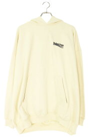 バレンシアガ BALENCIAGA　サイズ:XXS 620947 TKVI9 ユーズド加工キャンペーンロゴ刺繍プルオーバーパーカー(オフホワイト)【035052】【OM10】【メンズ】【中古】bb384#rinkan*S