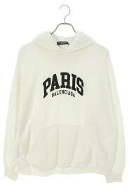 バレンシアガ BALENCIAGA　サイズ:1 674986 TLVL8 PARIS刺繍プルオーバーパーカー(ホワイト)【107052】【BS99】【メンズ】【中古】bb315#rinkan*B