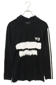 ワイスリー Y-3　サイズ:2XS JN4876 16C001 グラフィック ロゴ長袖カットソー(ブラック×ホワイト)【207052】【BS99】【レディース】【中古】bb334#rinkan*B