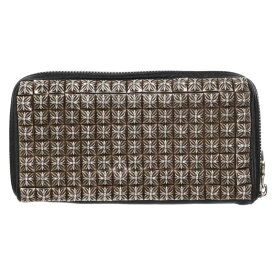 クロムハーツ Chrome Hearts　 REC F ZIP フルゼロピラミッドスタッズ ラウンドジップレザー財布(ブラック×シルバー)【218052】【SS07】【小物】【中古】bb339#rinkan*B