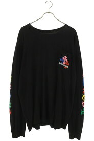 クロムハーツ Chrome Hearts　サイズ:XXL MLTCOL CEM CRS LS マルチセメタリークロスプリント長袖カットソー(ブラック×マルチ)【038052】【GZ11】【メンズ】【中古】bb412#rinkan*C