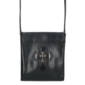 クロムハーツ Chrome Hearts　 SQ PKT CH CROSS スクエアポケットCHクロス スモールCHクロス付きレザーショルダーバッグ(ブラック×シルバー)【038052】【SJ02】【小物】【中古】bb412#rinkan*B