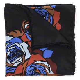 ドリスヴァンノッテン DRIES VAN NOTEN　 フラワー柄シルクスカーフ(ブラック×ブルー)【619052】【BS99】【小物】【中古】bb187#rinkan*C