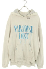 アルケミスト ALCHEMIST　サイズ:M AL-S18-0000-003 デストロイ加工フロントロゴプルオーバーパーカー(ライトグレー)【100152】【BS99】【メンズ】【中古】bb310#rinkan*B