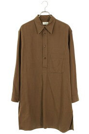 ルメール LEMAIRE　　サイズ:M SH158 LF546 プルオーバーロング長袖シャツ(ブラウン)【919052】【BS99】【メンズ】【中古】bb51#rinkan*B