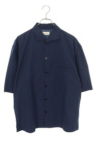 ルメール LEMAIRE　　サイズ:S SH1014 LF1067 キャンプカラー半袖シャツ(ネイビー)【229052】【BS55】【メンズ】【中古】bb51#rinkan*A