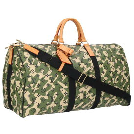ルイヴィトン LOUISVUITTON　×ムラカミタカシ MURAKAMITAKASHI サイズ:55 M95774 キーポルバンドリエール55 モノグラム総柄カモフラージュボストンバッグ(カーキ×ベージュ)【329052】【GZ14】【小物】【中古】bb426#rinkan*B