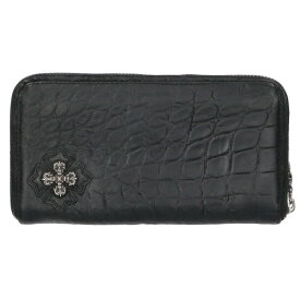 クロムハーツ Chrome Hearts　 RC F ZP2 フィリグリープラス フィリグリープラス装飾アリゲーターレザーウォレット財布(ブラック×シルバー)【629052】【SJ02】【小物】【中古】bb339#rinkan*A
