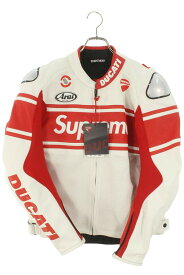 シュプリーム SUPREME　×ドゥカティ DUCATI サイズ:50 Dainese Racing Jacket ダイネーゼレーシングレザージャケット(ホワイト×レッド)【520152】【SB01】【メンズ】【中古】bb429#rinkan*A