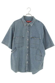 シュプリーム SUPREME　サイズ:L Loose Fit Denim Painter Shirt ルーズフィットペインターデニム半袖シャツ(インディゴ)【030152】【BS99】【メンズ】【中古】bb17#rinkan*B