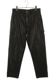 クロムハーツ Chrome Hearts　サイズ:30インチ CARPENTER LTHR クロスパッチフレアニーカーペンターレザーロングパンツ(ブラック×シルバー)【901152】【SJ02】【メンズ】【中古】bb17#rinkan*B