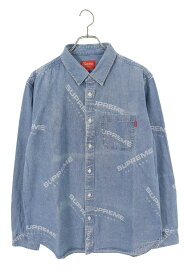 シュプリーム SUPREME　サイズ:L Jacquard Denim Shirt ジャガードデニム長袖シャツ(ブルー)【101062】【BS99】【メンズ】【中古】bb187#rinkan*B