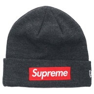 シュプリーム SUPREME　×ニューエラ New Era Box Logo Beanie ボックスロゴビーニーキャップ帽子(グレー…