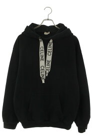 セリーヌ CELINE　サイズ:L 2Y468670Q ロゴドローコードプルオーバーパーカー(ブラック)【602062】【SB01】【メンズ】【中古】bb429#rinkan*C