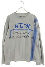 アコールドウォール A-COLD-WALL　サイズ:XL コールドダイ加工 ロゴプリント長袖カットソー(グレー)【213062】【BS99】【メンズ】【中古】bb455#rinkan*B