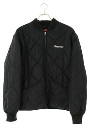 シュプリーム SUPREME　サイズ:M 21AW Quit Your Job Quilted Work Jacket キルティング刺繍ブルゾン(ブラック)【223062】【BS99】【メンズ】【中古】bb426#rinkan*B