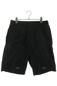 アコールドウォール A-COLD-WALL　サイズ:L テープデザインナイロンハーフパンツ(ブラック)【723062】【BS99】【メンズ】【中古】bb223#rinkan*B