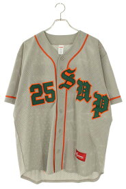シュプリーム SUPREME　サイズ:M 25SS Old English Baseball Jersey オールドイングリッシュベースボール半袖シャツ(グレー)【204062】【BS99】【メンズ】【中古】bb187#rinkan*B