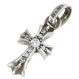 クロムハーツ Chrome Hearts　 CRS BBYFAT P DMND ベイビーファット PAVEダイヤ シルバーネックレストップ(シルバー×クリア 1.82g)【704062】【OS06】【小物】【中古】bb359#rinkan*B