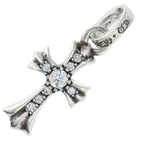 クロムハーツ Chrome Hearts　 CRS BBYFAT P DMND ベイビーファット PAVEダイヤ チャーム シルバーネックレストップ(シルバー×クリア 1.85g)【105062】【HJ12】【小物】【中古】bb30#rinkan*B