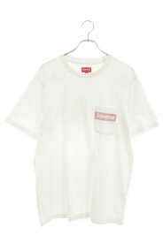 シュプリーム SUPREME　サイズ:M 19SS Mesh Stripe Pocket Tee メッシュポケットTシャツ(ホワイト×レッド)【215062】【BS99】【メンズ】【中古】bb212#rinkan*C