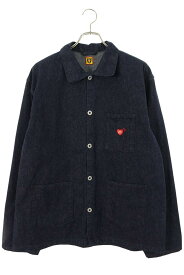 ヒューマンメイド HUMAN MADE　×カウズ KAWS　 サイズ:XXL バックプリント カバーオールデニム長袖シャツ(インディゴ)【415062】【BS99】【メンズ】【中古】bb356#rinkan*B