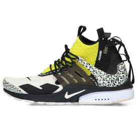 ナイキ NIKE　×アクロニウム ACRONYM サイズ:29cm ACRONYM AIR PRESTO MID AH7832-100 エアプレストミッドスニーカー(ホワイト×ブラック×イエロー)【025062】【BS99】【メンズ】【小物】【中古】bb30#rinkan*B