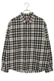 シュプリーム SUPREME　サイズ:S Plaid Flannel Shirt ロゴ刺繍チェック長袖シャツ(ブラック×ホワイト)【106062】【BS99】【メンズ】【中古】bb459#rinkan*A