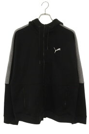 バレンシアガ BALENCIAGA　×プーマ PUMA サイズ:XL 846912 TTVB4 ロゴ刺繍ジップアップパーカー(ブラック×グレー)【725062】【SB01】【メンズ】【中古】bb78#rinkan*A