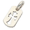 クロムハーツ Chrome Hearts　 DT TNY CO CRS タイニーカットアウトクロスドッグタグ シルバーネックレストップ(シル…
