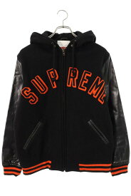 シュプリーム SUPREME　サイズ:M 12AW Hooded Varsity Jacket フーデッドバーシティブルゾン(ブラック)【606062】【BS99】【メンズ】【中古】bb127#rinkan*B