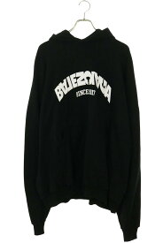 バレンシアガ BALENCIAGA　サイズ:4 761458 TPVG1 フロントロゴ刺繍パーカー(ブラック×ホワイト)【826062】【BS99】【メンズ】【中古】bb421#rinkan*B