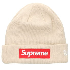 シュプリーム SUPREME　×ニューエラ New Era 24AW New Era Box Logo Beanie ボックスロゴビーニー帽子(ベージュ)【108062】【BS99】【小物】【中古】bb455#rinkan*B
