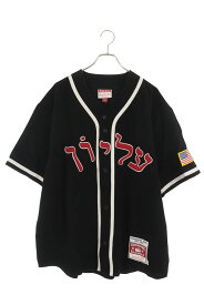 シュプリーム SUPREME　×ミッチェルアンドネス Mitchell&Ness サイズ:XL 23AW Wool Baseball Jersey ウール ベースボール半袖シャツ(ブラック)【117062】【OM10】【メンズ】【中古】bb455#rinkan*B