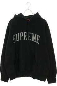 シュプリーム SUPREME　サイズ:L 23SS Glitter Arc Hooded Sweatshirt グリッターアーチロゴフーデッドパーカー(ブラック)【217062】【BS99】【メンズ】【中古】bb455#rinkan*B